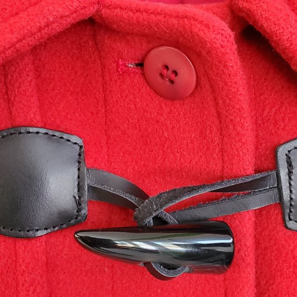 Vintage Women's L Casual Corner Red Wool Cashmere Coat Lined Toggles Pockets - Picture 11 of 13